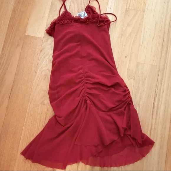 Jaded London Short Red Ruched Dress, size 4 - Picture 7 of 8